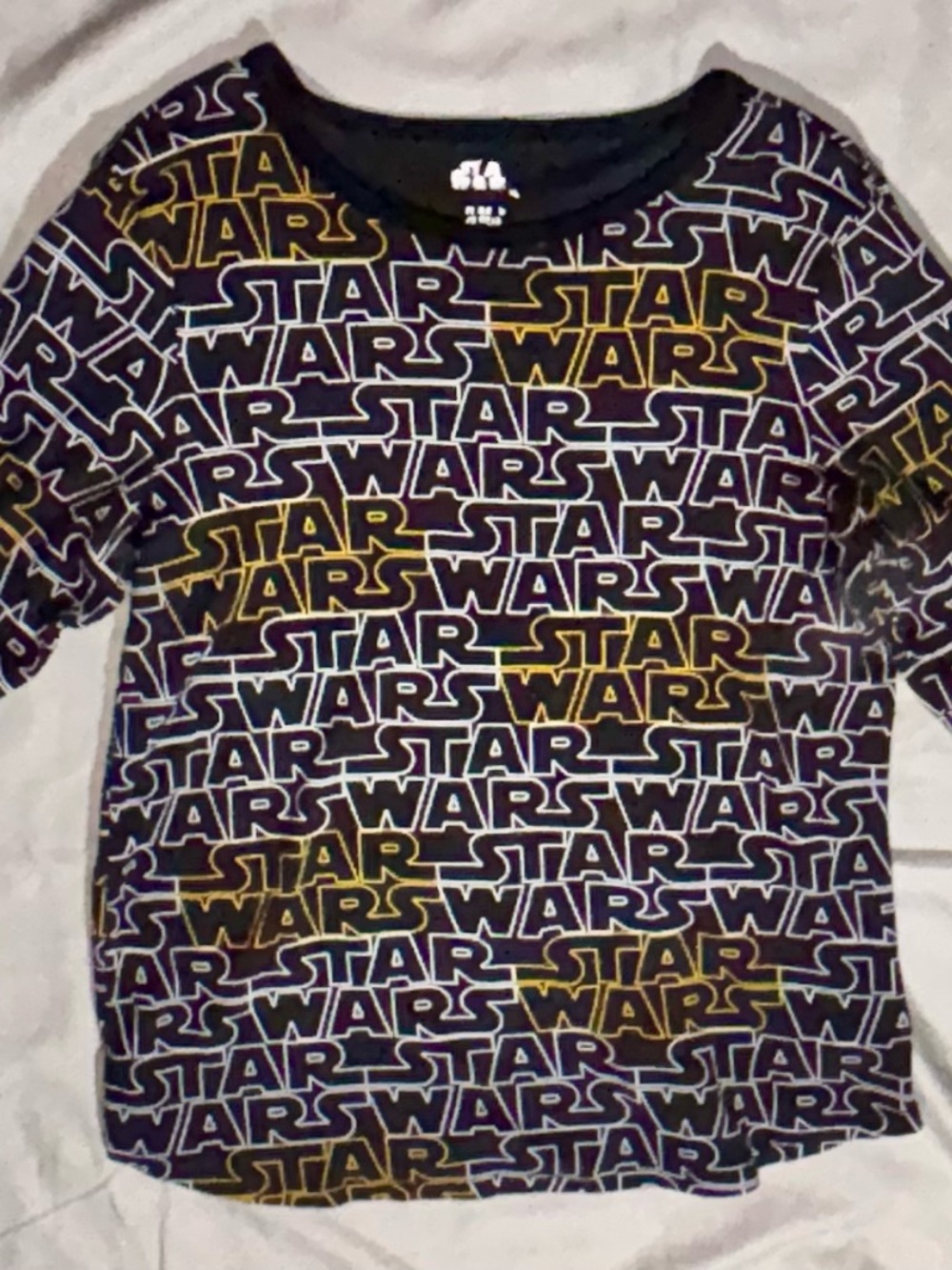 Star Wars Black and Yellow Logo Allover Women's Top Size Large?